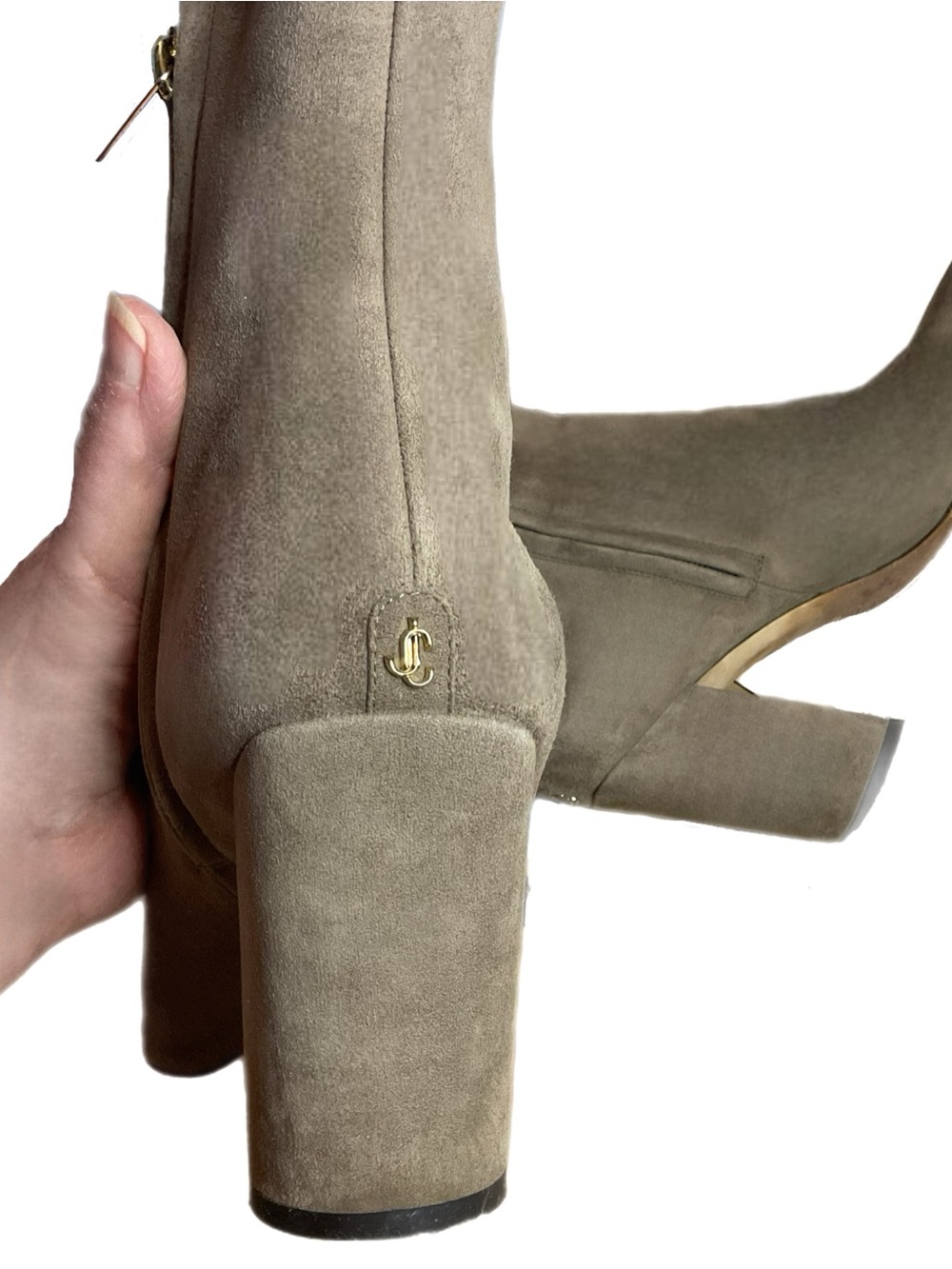 Authentic Jimmy Choo ZADIE Tan Boots EU 38/8US Designer Block Heels Mid Calf - Picture 10 of 16